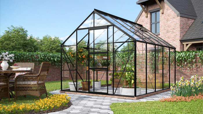 Växthus Merkur 8300 Svart Glas Sockel 8,3 m² Vitavia